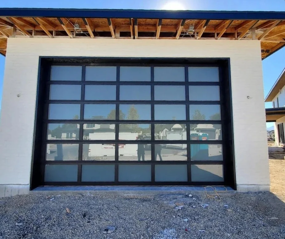 modern glass garage door install